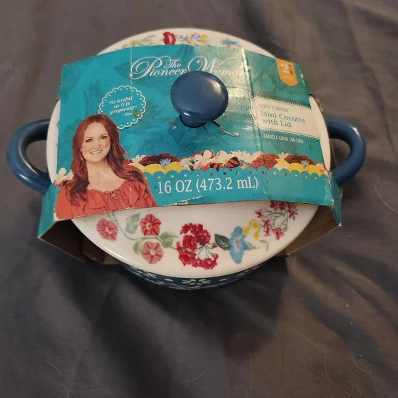 Floral Blue Ceramic Casserole Dish - Picture 2 of 5